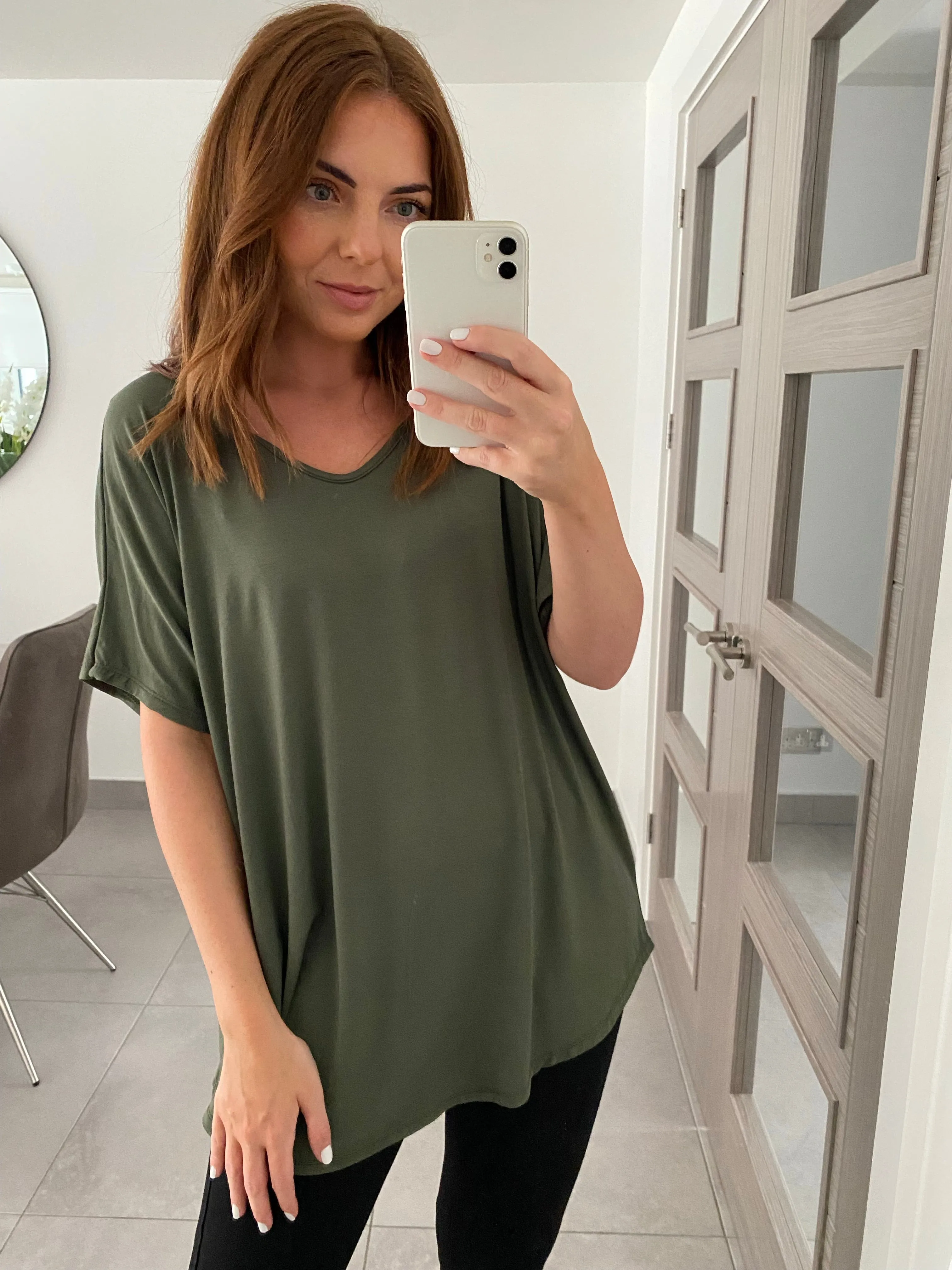 Basic V Neck T Shirt  - Khaki