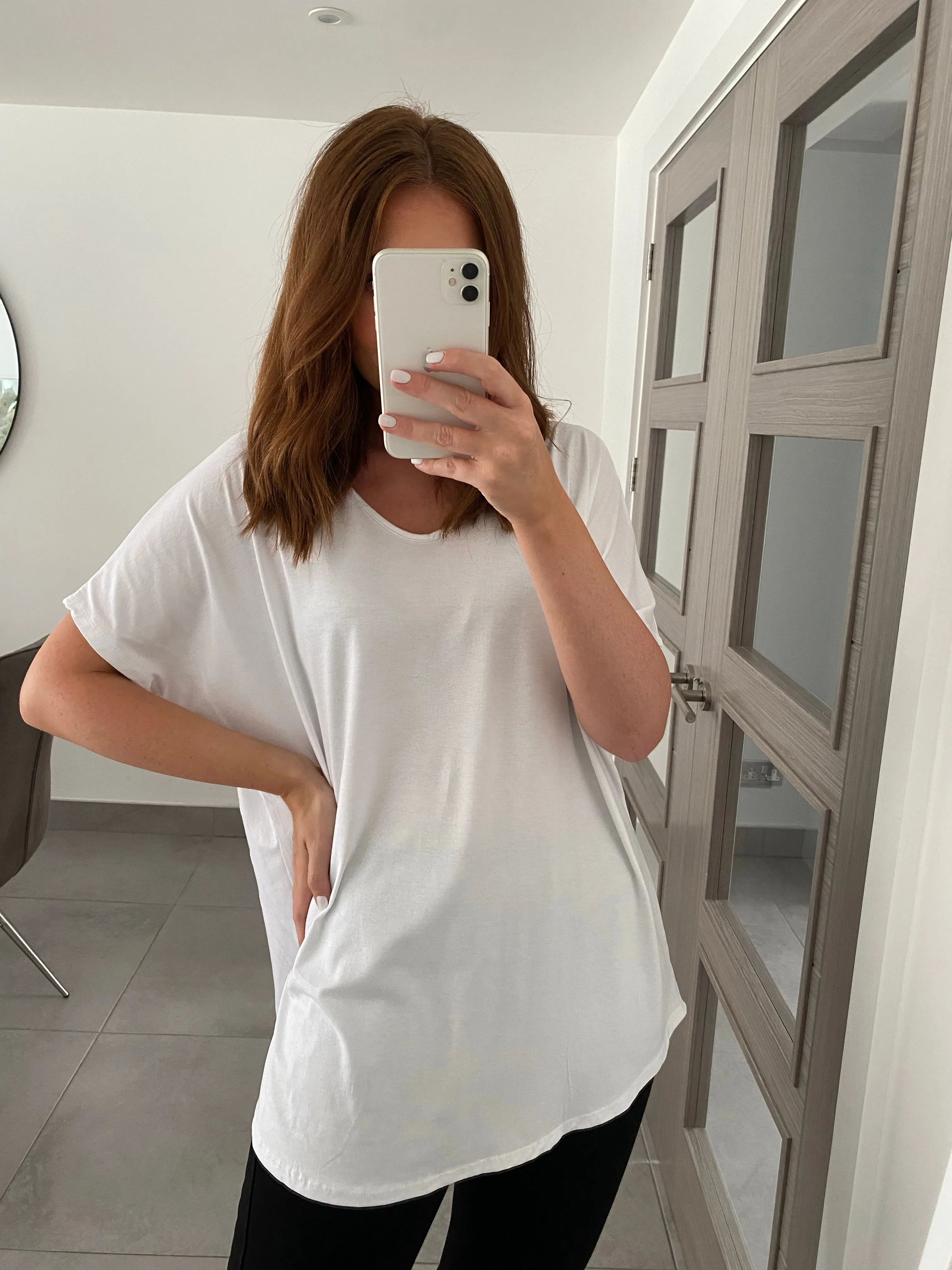 Basic V Neck T Shirt  - White