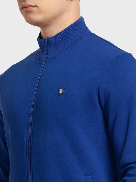Colorplus Men Blue Solid Tailored Fit Cotton Blend Sweatshirt