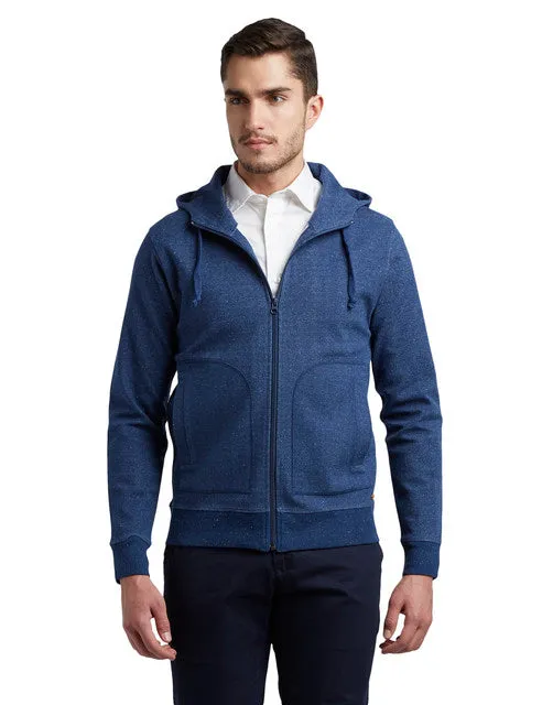 Colorplus Men Blue Solid Tailored Fit Cotton Sweat shirt