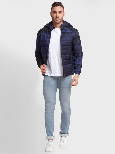 Colorplus Men Blue Solid Tailored Fit Polyester Jacket