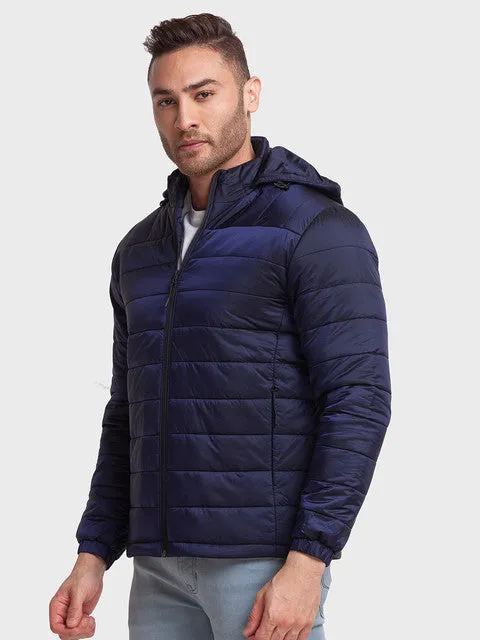 Colorplus Men Blue Solid Tailored Fit Polyester Jacket