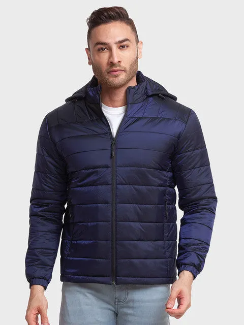Colorplus Men Blue Solid Tailored Fit Polyester Jacket