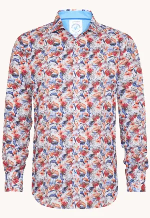 Coral Floral Multi LS Button Down