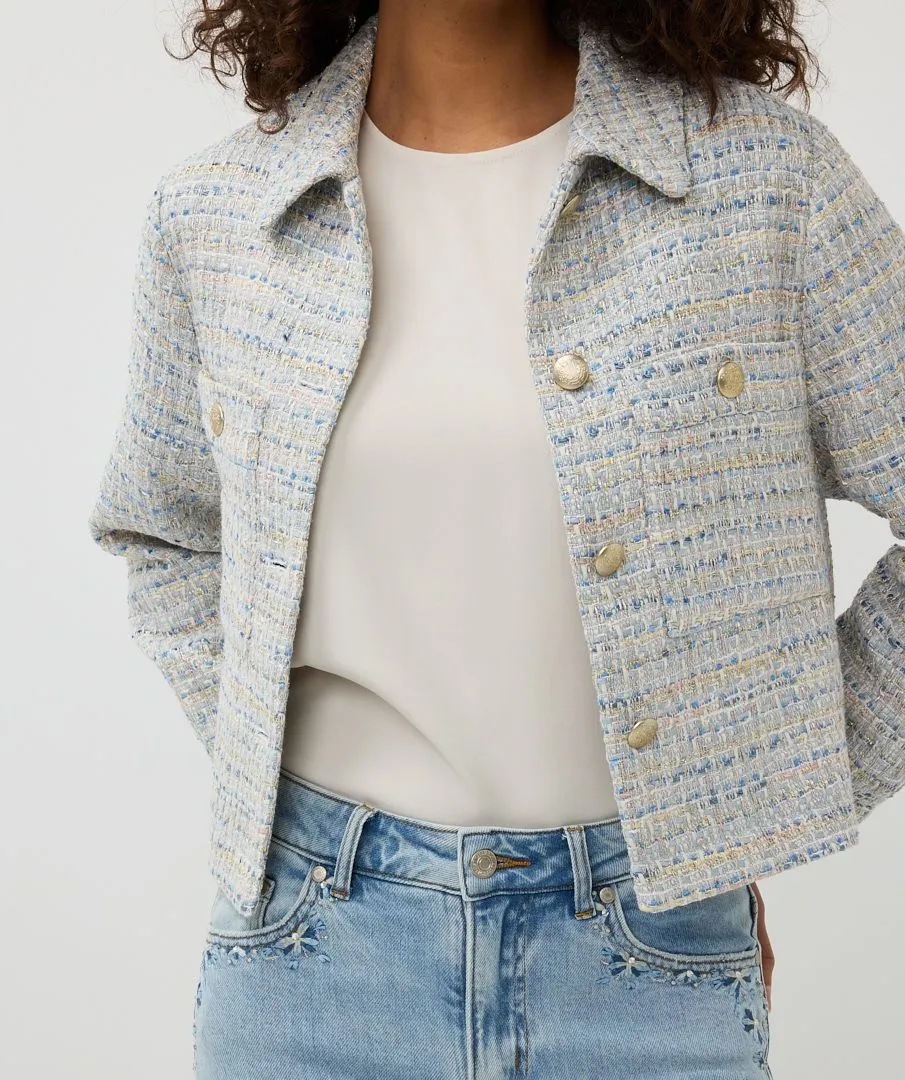 Janny Jacket Tweed in Blue with Gold Lurex Threading - EsQualo SP2519018