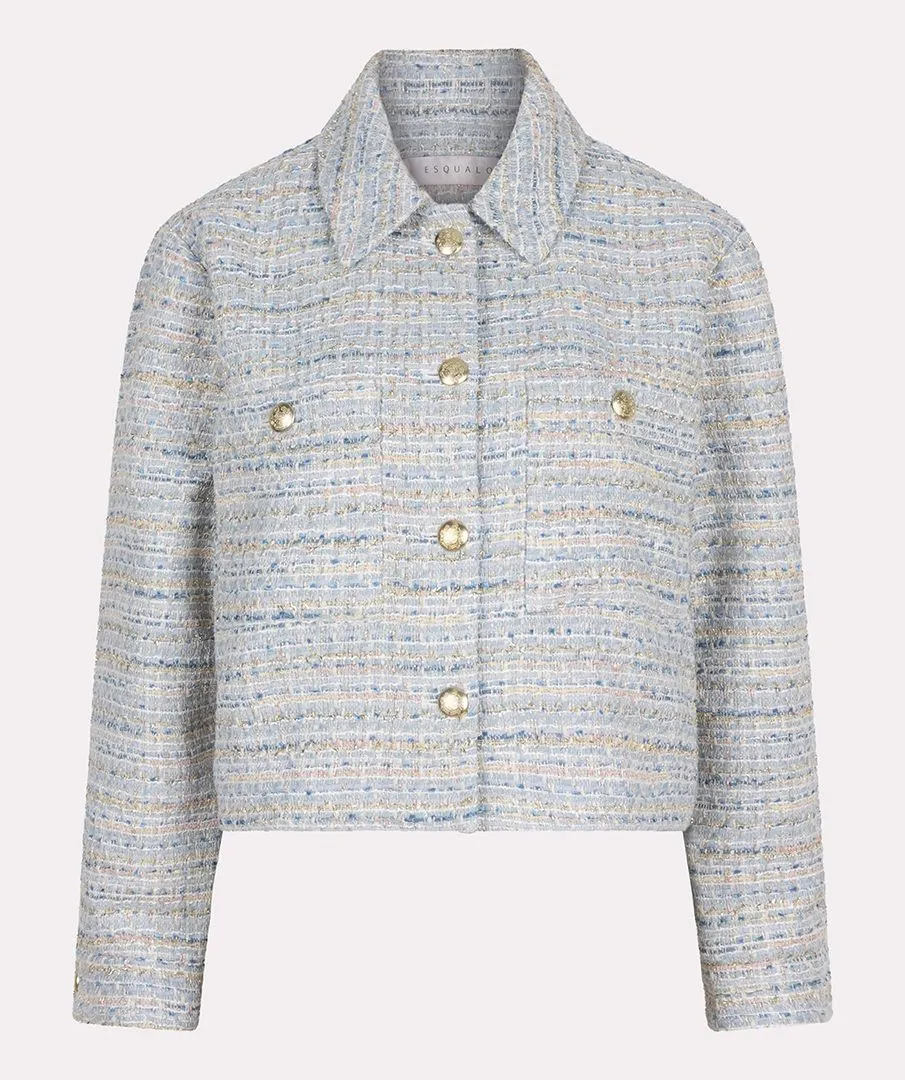Janny Jacket Tweed in Blue with Gold Lurex Threading - EsQualo SP2519018