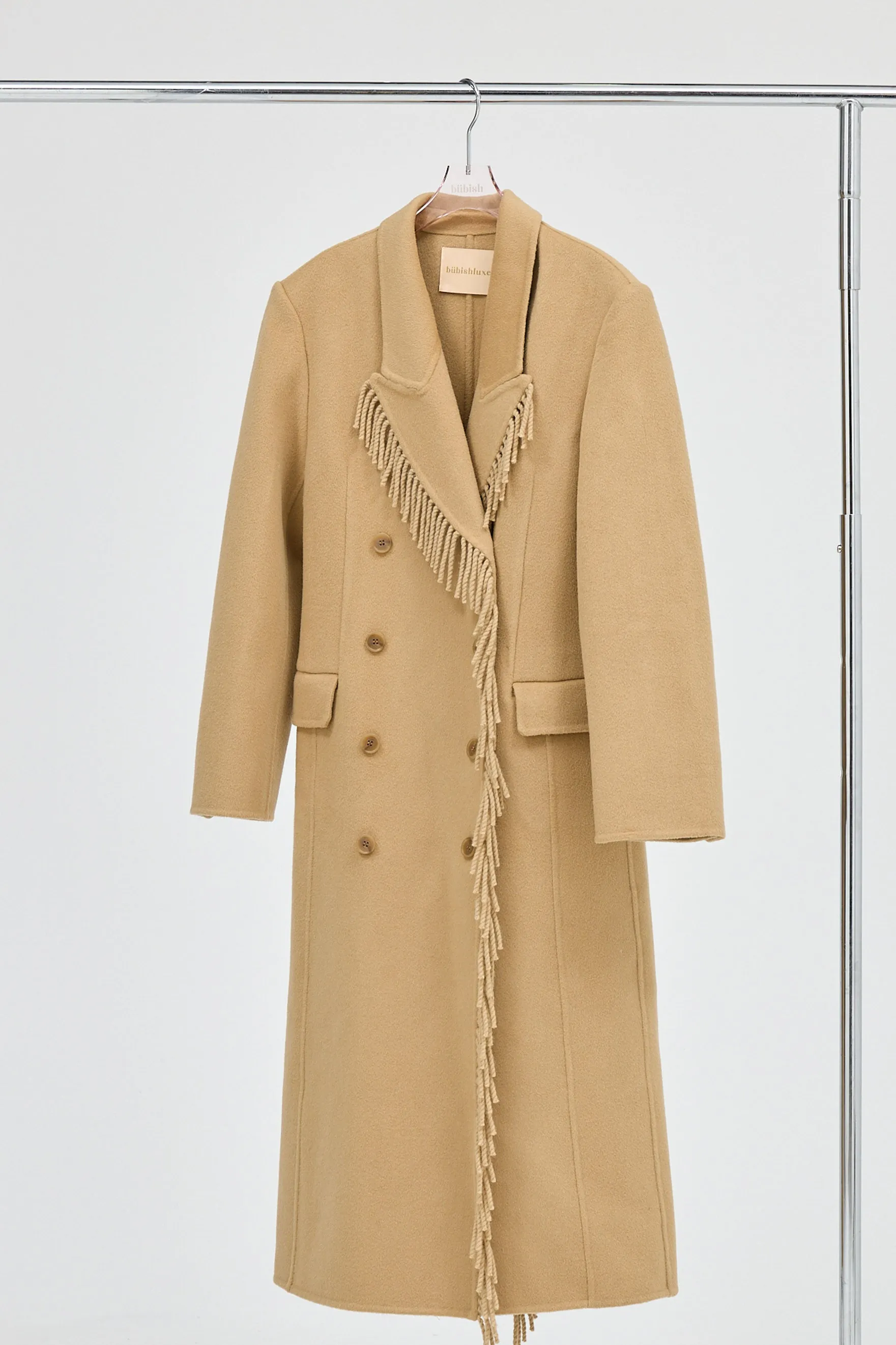 Kate Fringe Wool Coat - Walnut