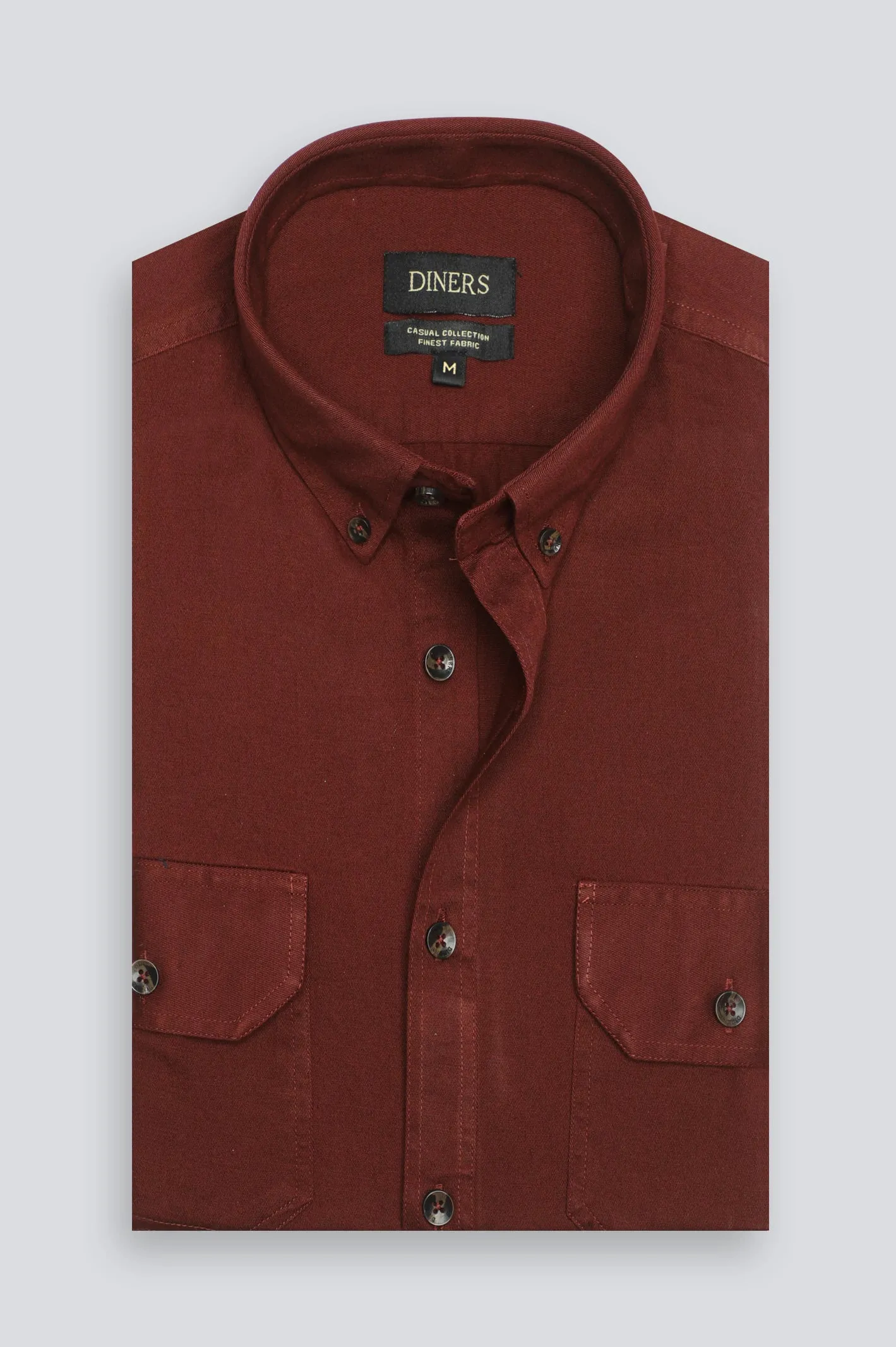 Maroon Twill Textured Casual Shirt