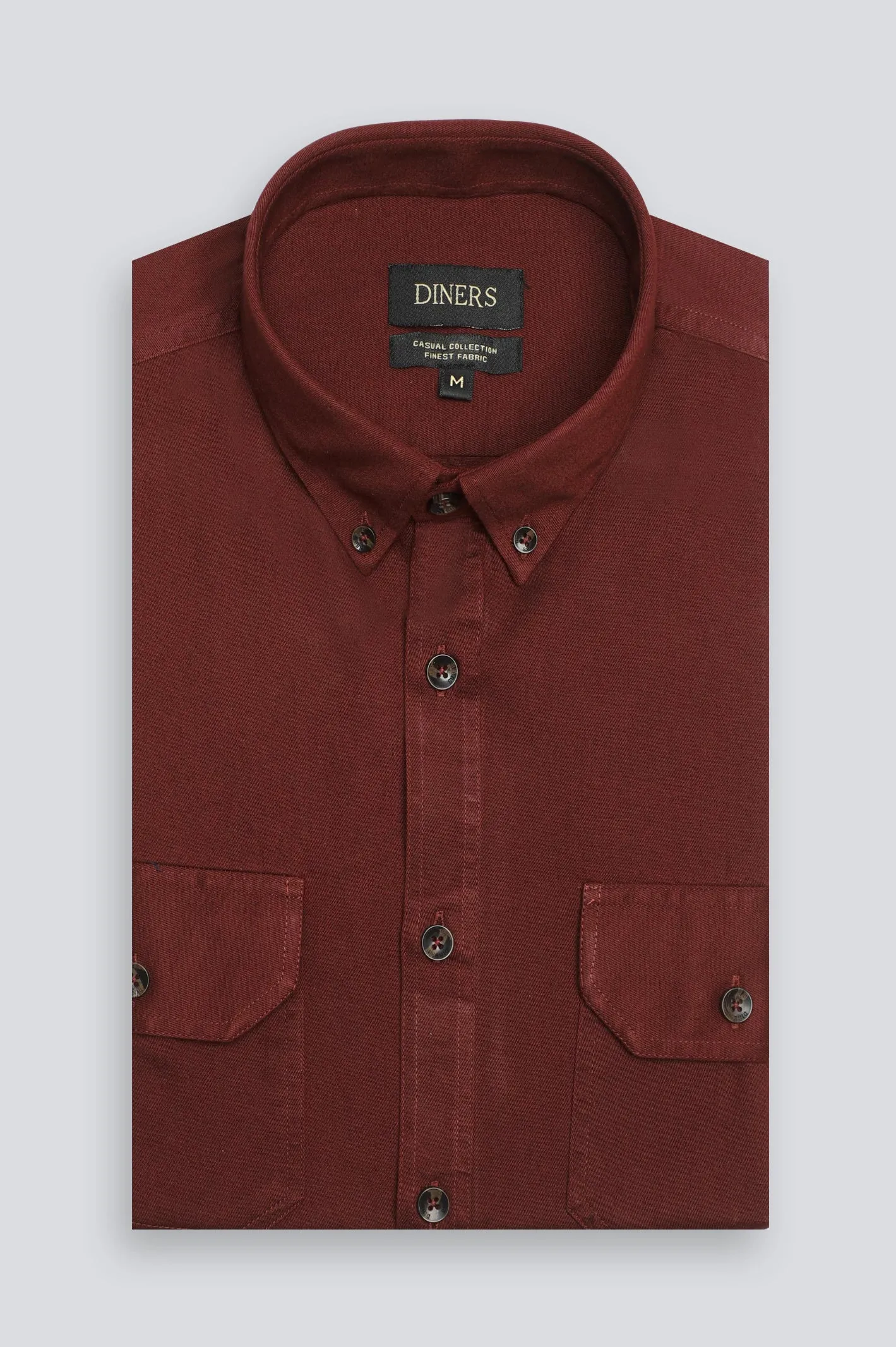 Maroon Twill Textured Casual Shirt