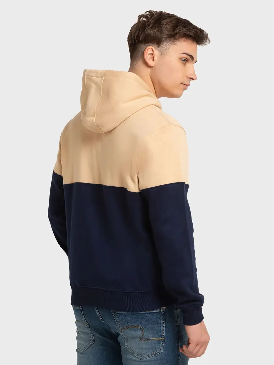Men Fawn Tailored Fit Solid Cotton Polyester Blend Full Sleeve Henley Neck Collar Sweatshirts