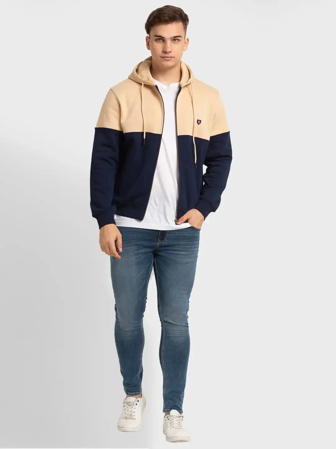 Men Fawn Tailored Fit Solid Cotton Polyester Blend Full Sleeve Henley Neck Collar Sweatshirts
