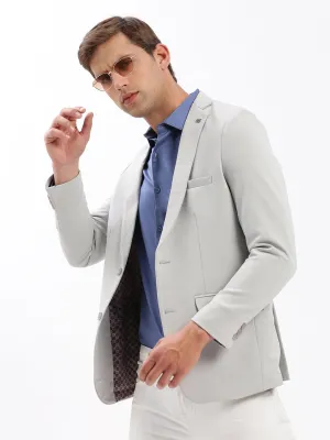 Men Grey Slim Fit Notched Lapel Single-Breasted Classic Blazer