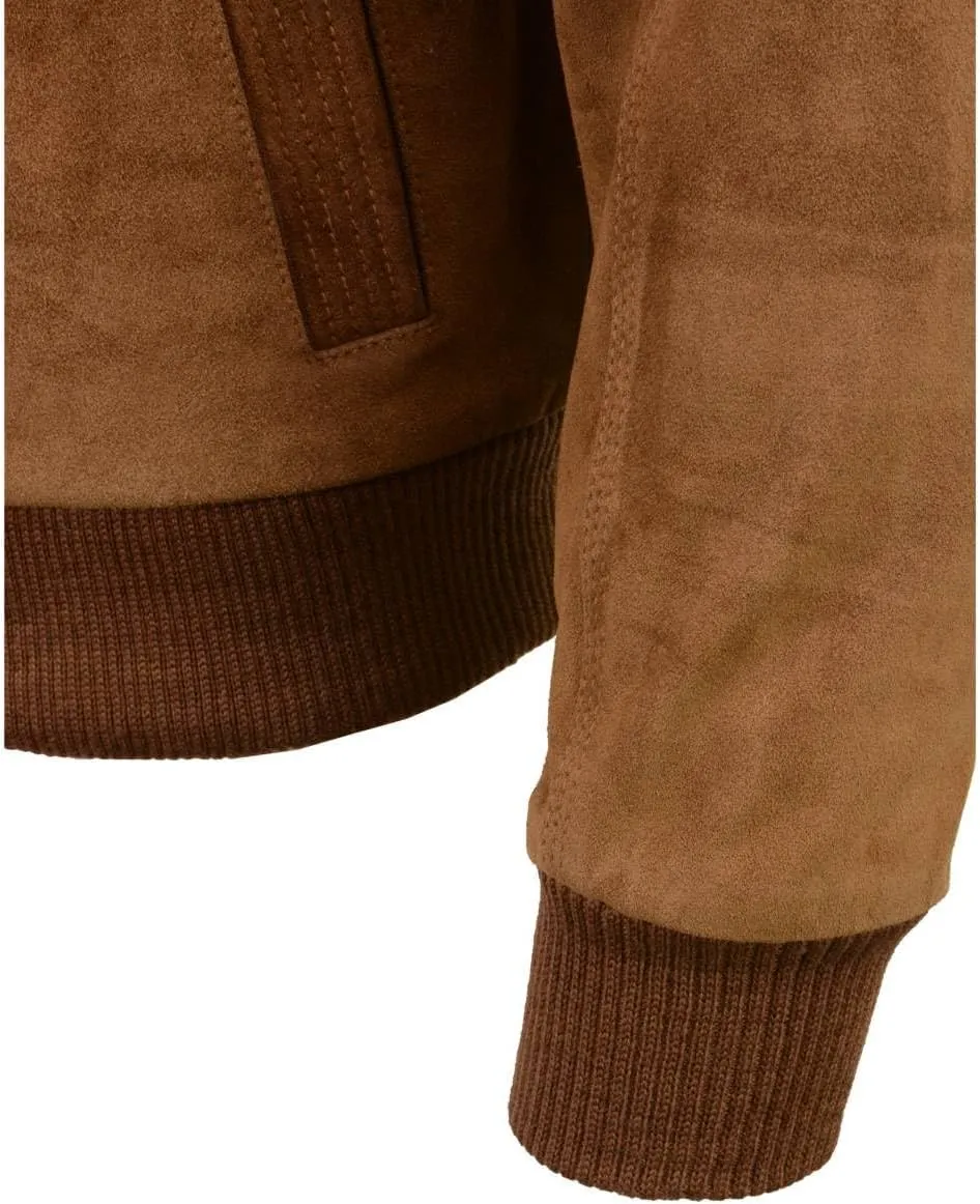 Milwaukee Leather Vintage SFM1818 Men's Classic Beige Suede Leather Fashion Coat Jacket w/Front Zipper Closure