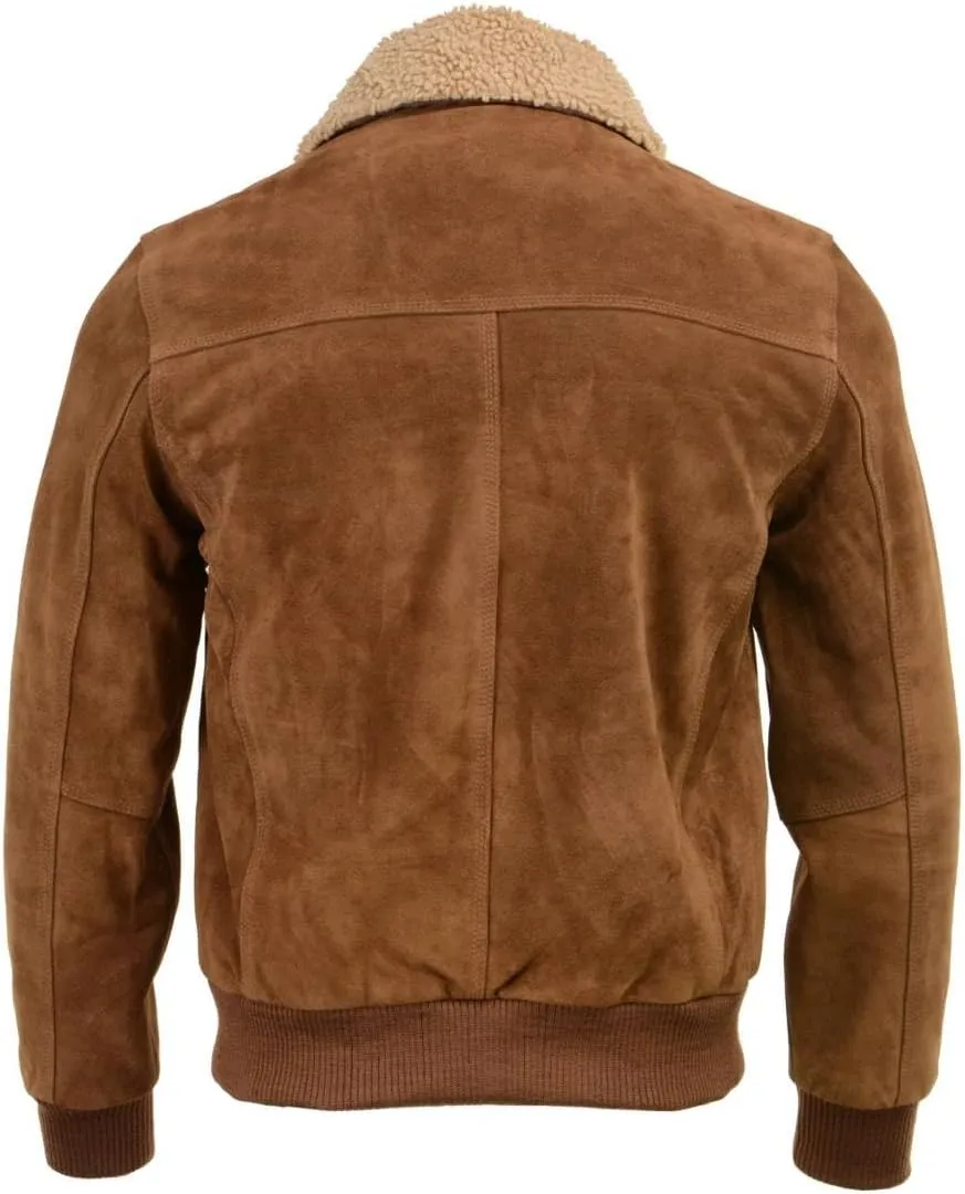 Milwaukee Leather Vintage SFM1818 Men's Classic Beige Suede Leather Fashion Coat Jacket w/Front Zipper Closure