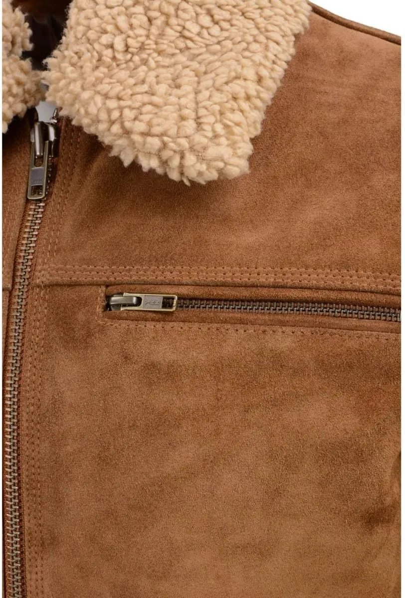 Milwaukee Leather Vintage SFM1818 Men's Classic Beige Suede Leather Fashion Coat Jacket w/Front Zipper Closure