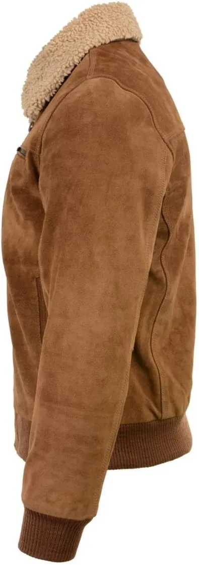 Milwaukee Leather Vintage SFM1818 Men's Classic Beige Suede Leather Fashion Coat Jacket w/Front Zipper Closure