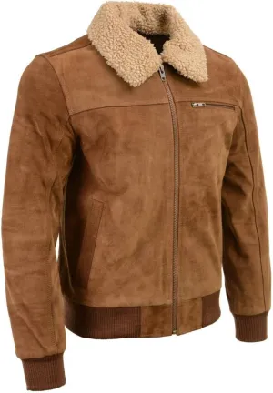 Milwaukee Leather Vintage SFM1818 Men's Classic Beige Suede Leather Fashion Coat Jacket w/Front Zipper Closure