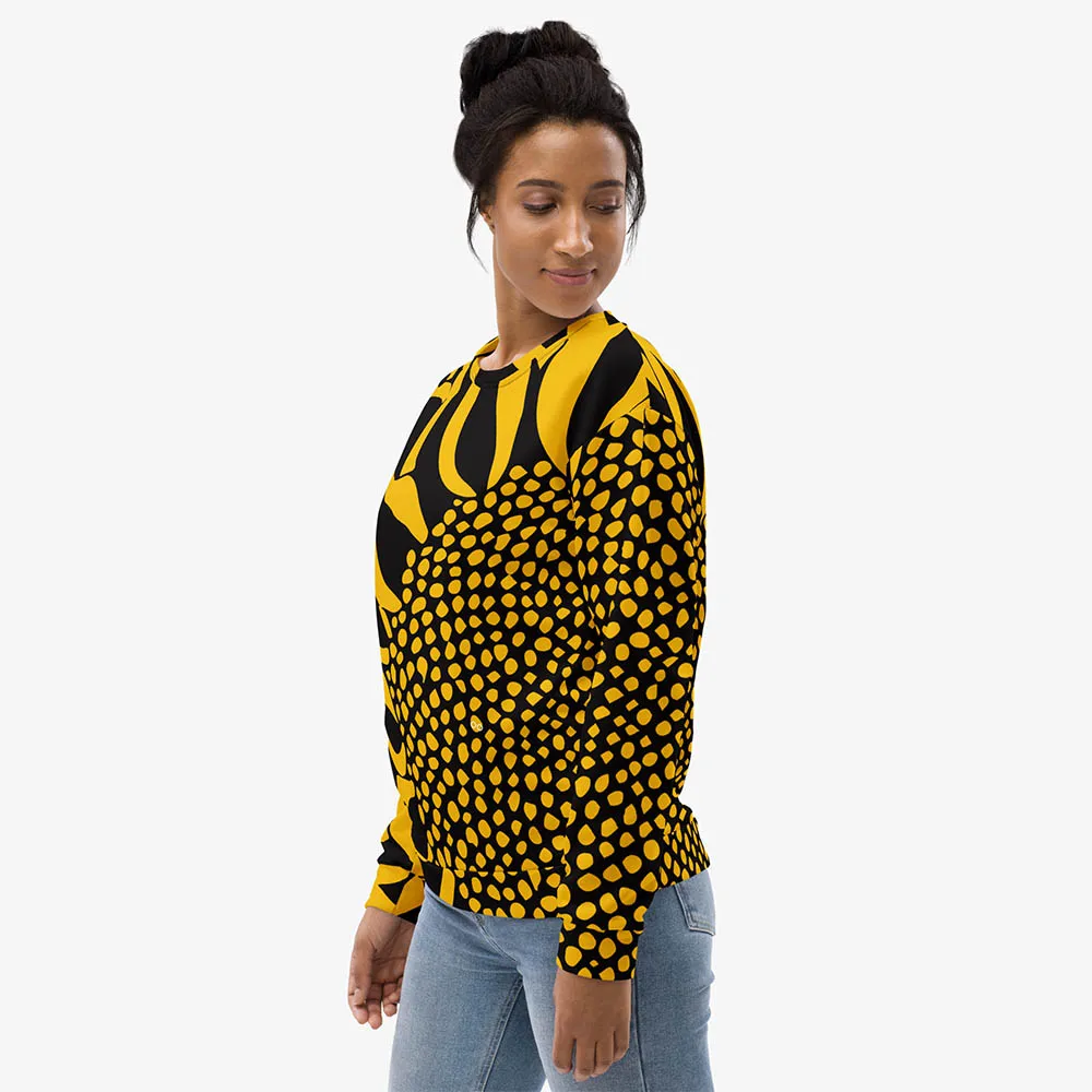 Recycled Fleece Sweatshirt "Funflower" Yellow / Black