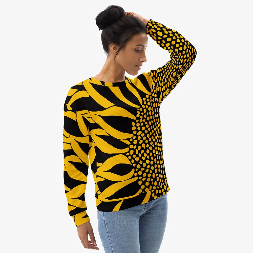 Recycled Fleece Sweatshirt "Funflower" Yellow / Black