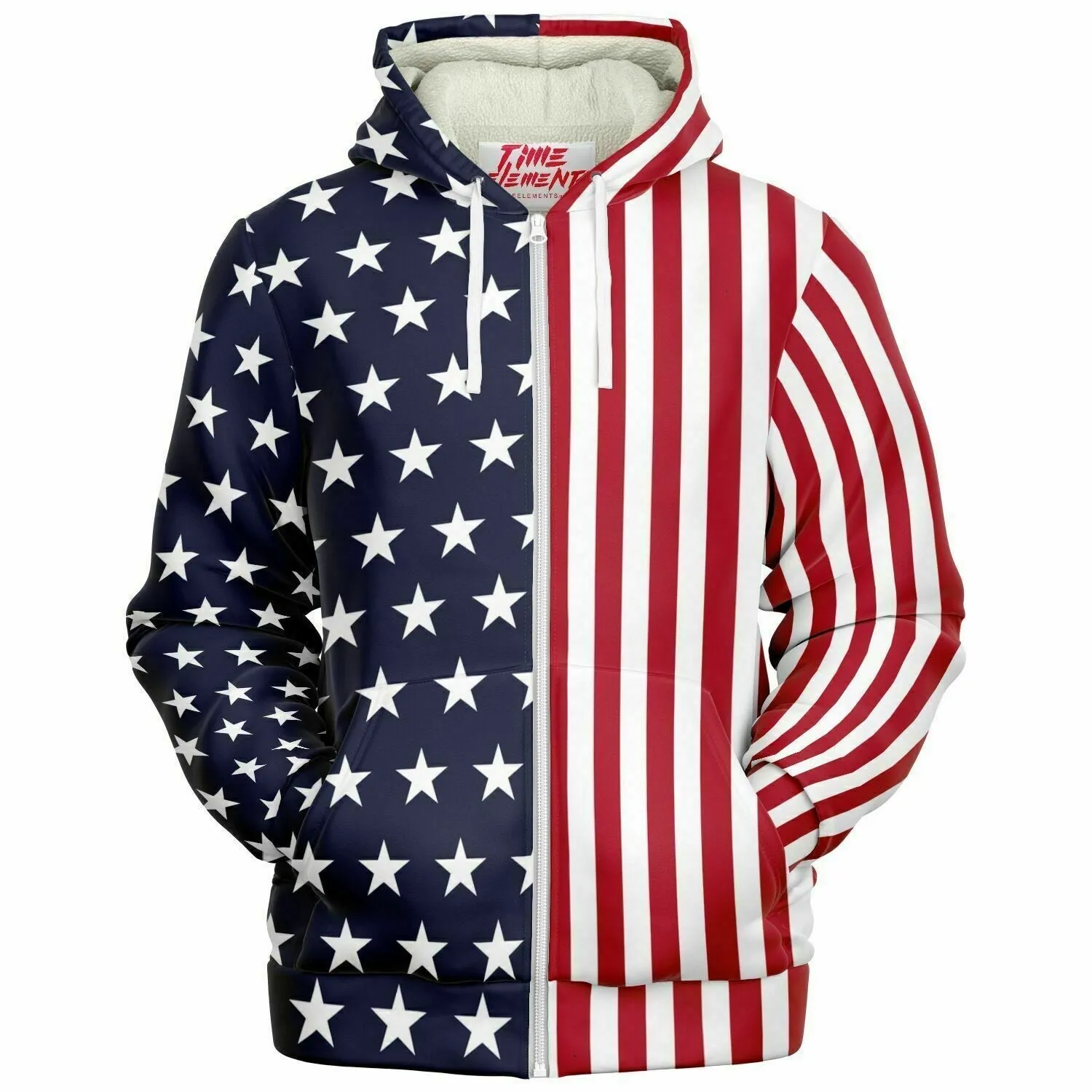 USA Flag Stars & Stripes | American Sherpa Lined Hoodie