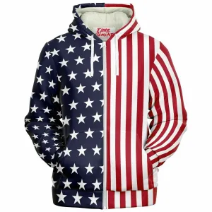 USA Flag Stars & Stripes | American Sherpa Lined Hoodie