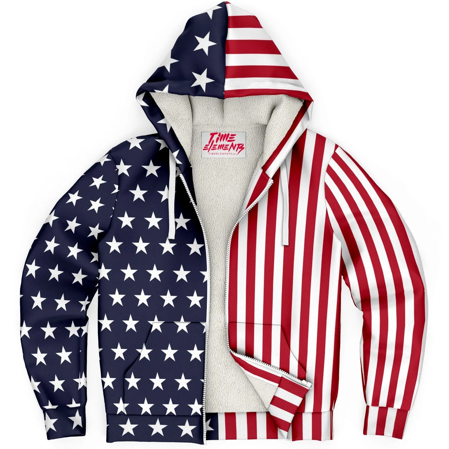 USA Flag Stars & Stripes | American Sherpa Lined Hoodie