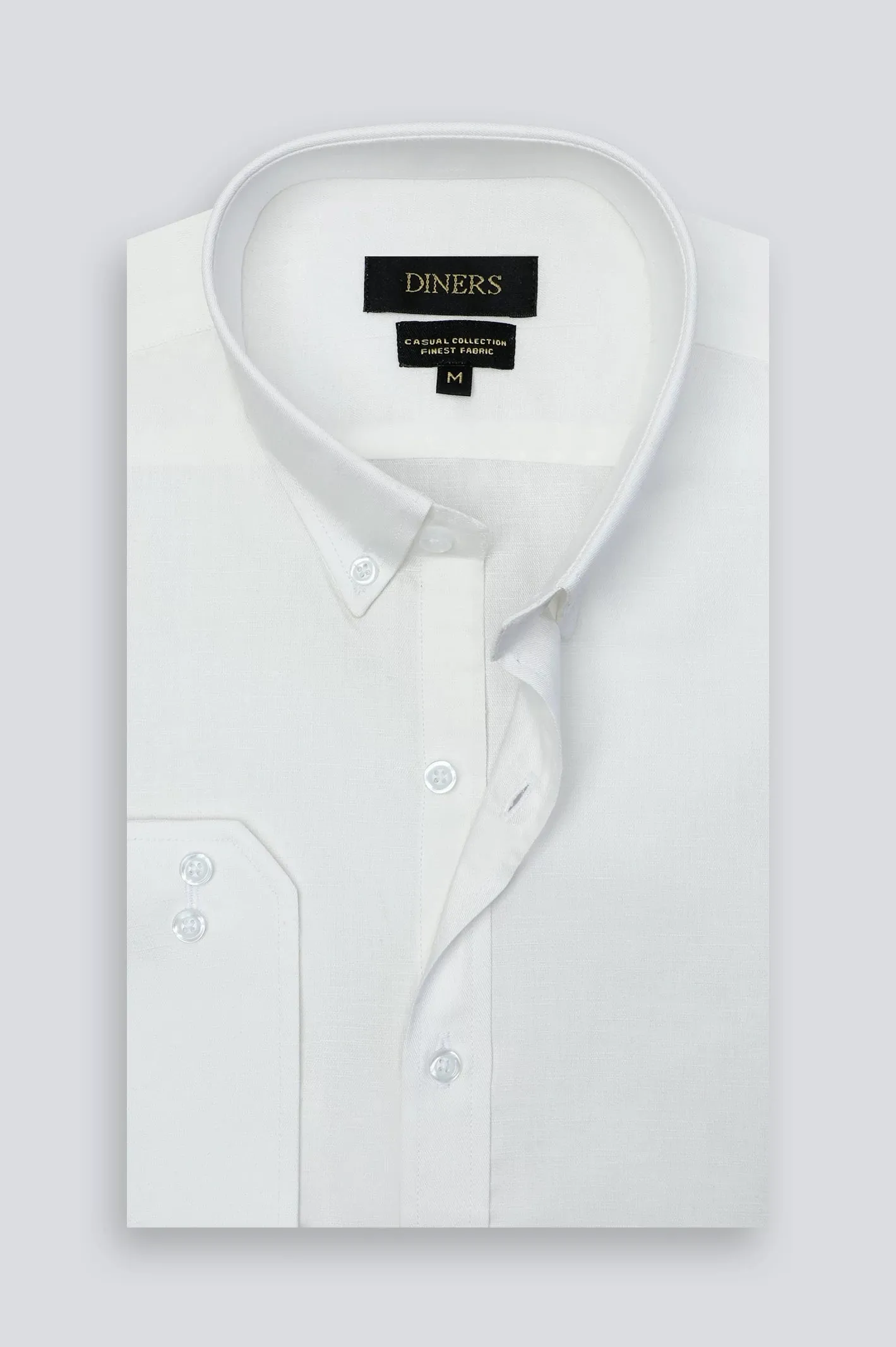 White Twill Textured Casual Shirt